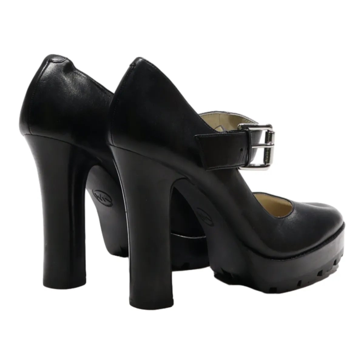 MICHAEL KORS Mary Jane Heels Black Leather Womens UK 6