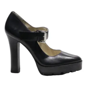 MICHAEL KORS Mary Jane Heels Black Leather Womens UK 6