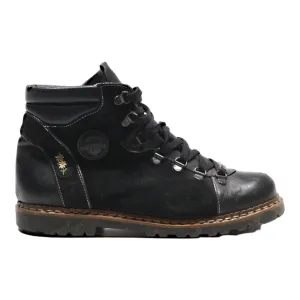 MICHEL JORDI Lace-Up Boots Black Leather Womens UK 6