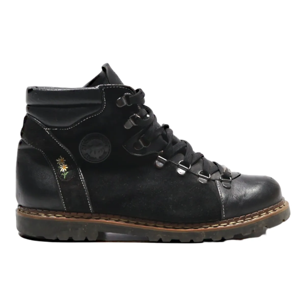MICHEL JORDI Lace-Up Boots Black Leather Womens UK 6