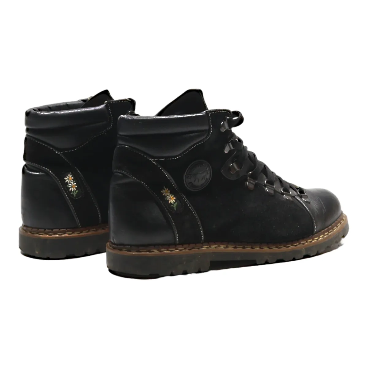 MICHEL JORDI Lace-Up Boots Black Leather Womens UK 6