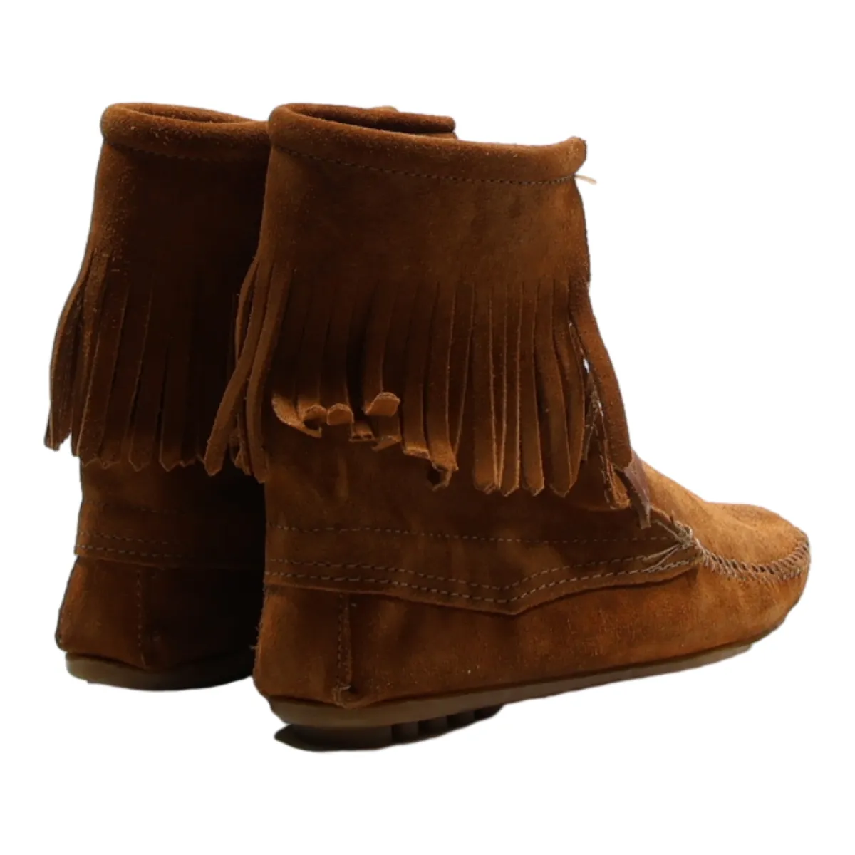 MINNETONKA Moccasin Lace-Up Boots Beige Suede Womens UK 3