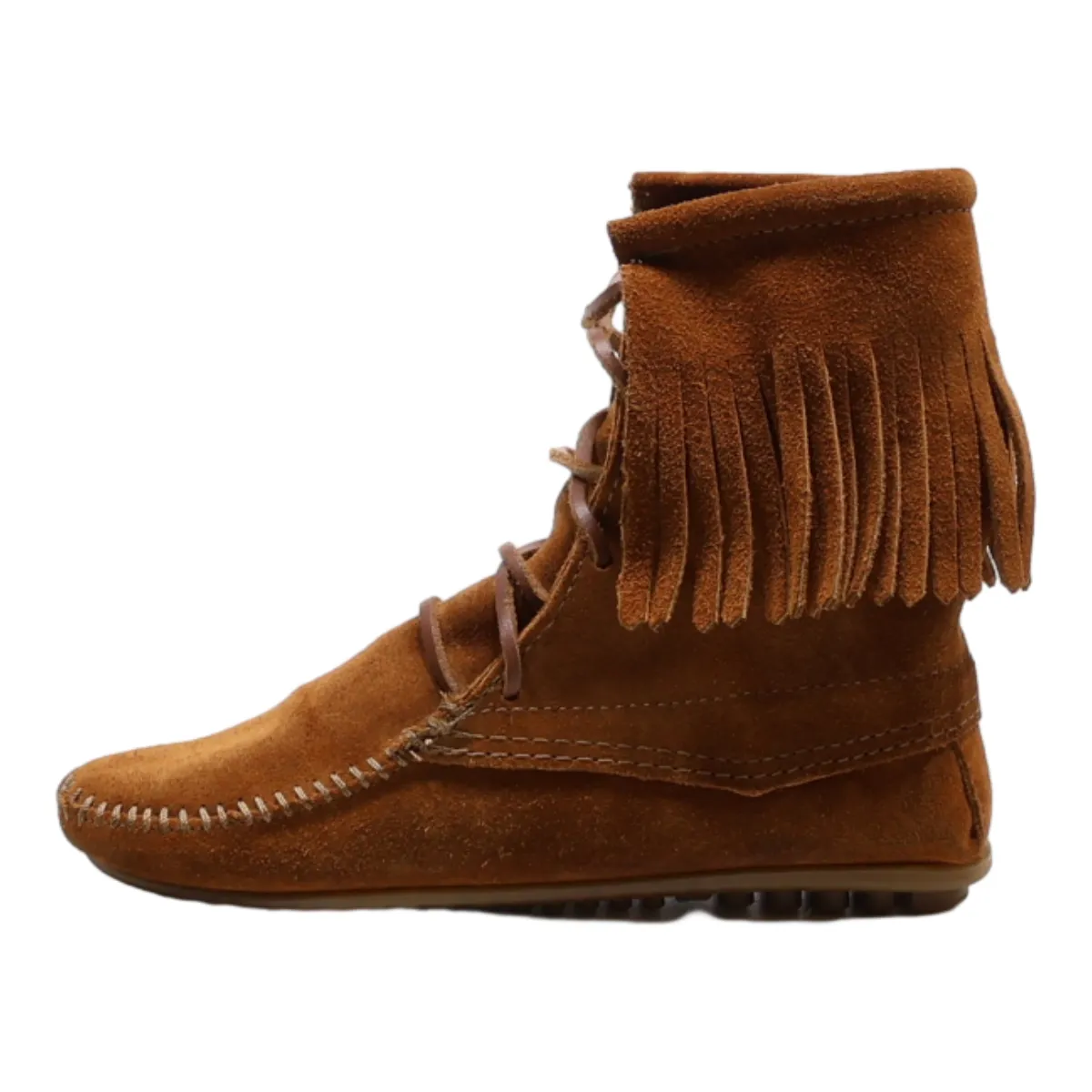 MINNETONKA Moccasin Lace-Up Boots Beige Suede Womens UK 3