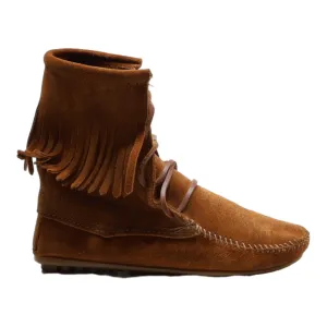 MINNETONKA Moccasin Lace-Up Boots Beige Suede Womens UK 3