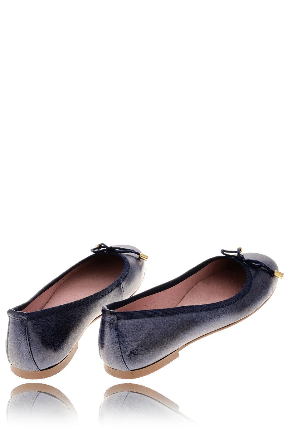 NAVY BLUE Leather Ballerinas