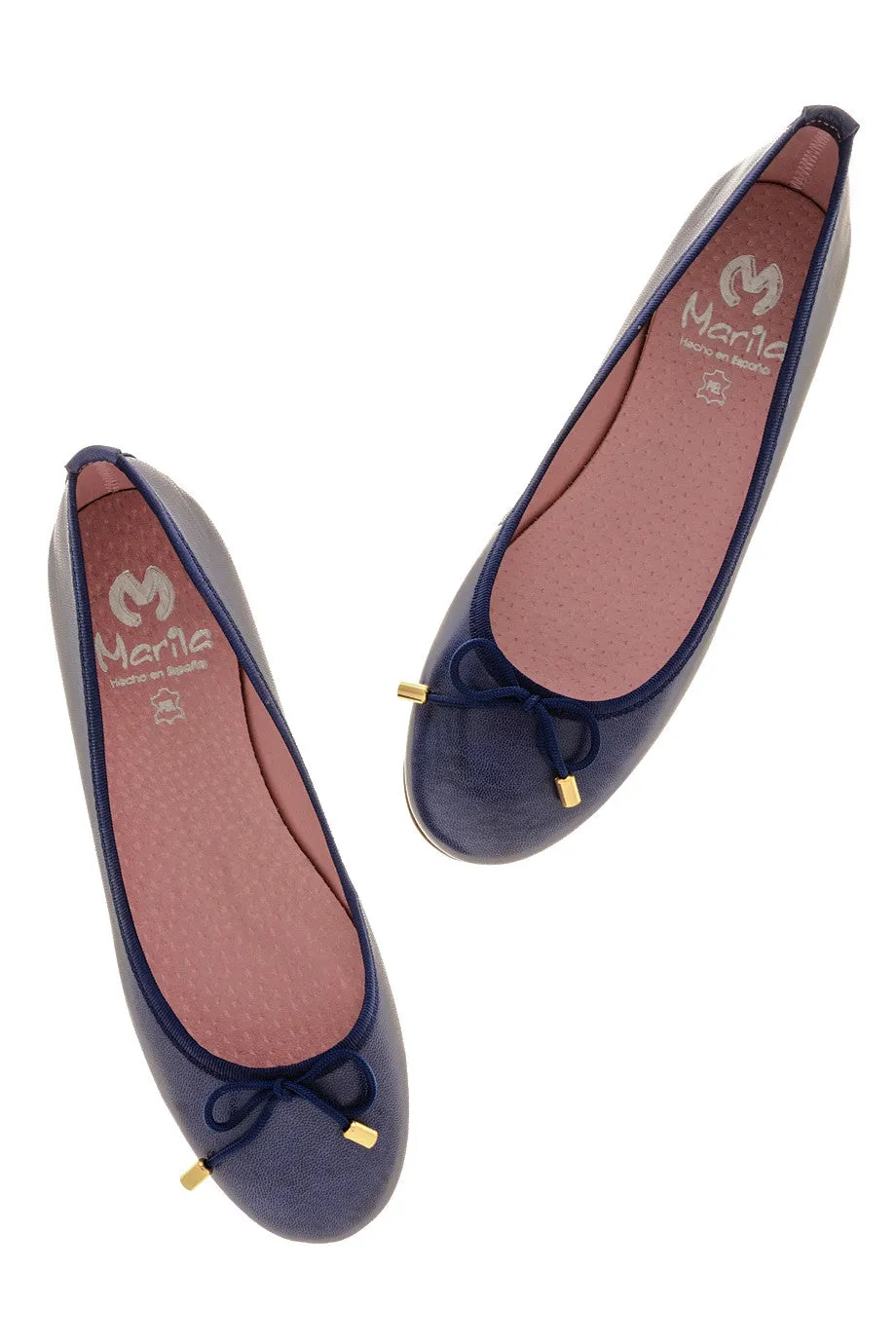 NAVY BLUE Leather Ballerinas