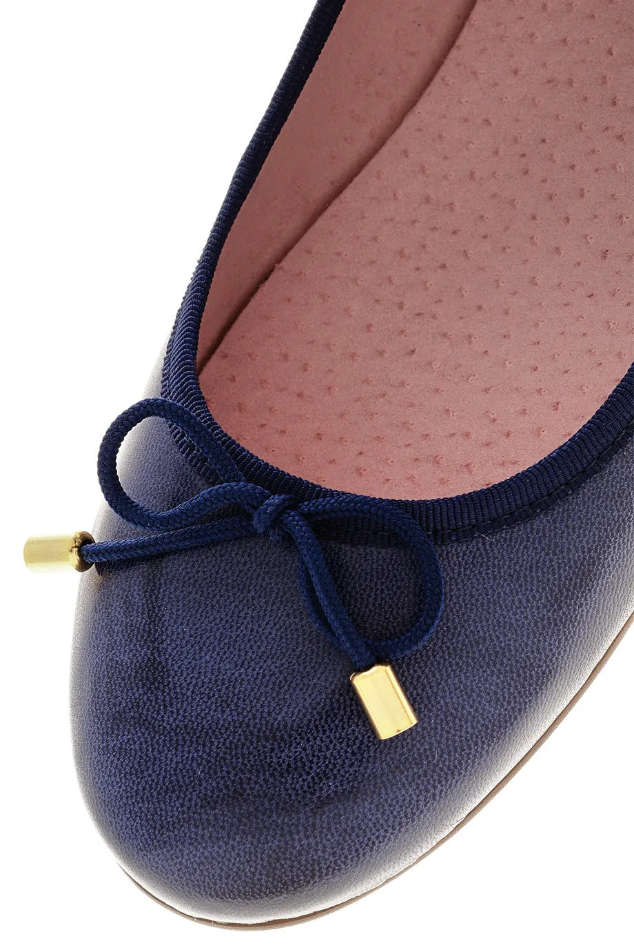 NAVY BLUE Leather Ballerinas