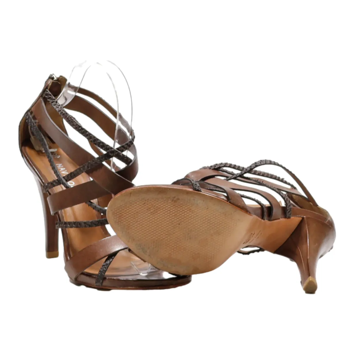 NAVYBOOT Strappy Heels Brown Leather Womens UK 6