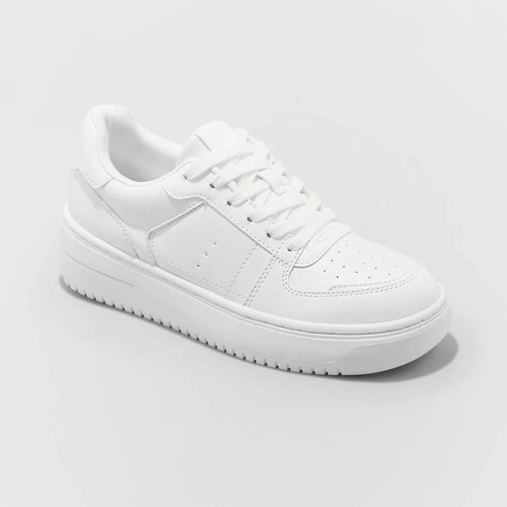 New - Wild Fable Women's Low-Top Casual Lace-Up Faux Leather Sneakers