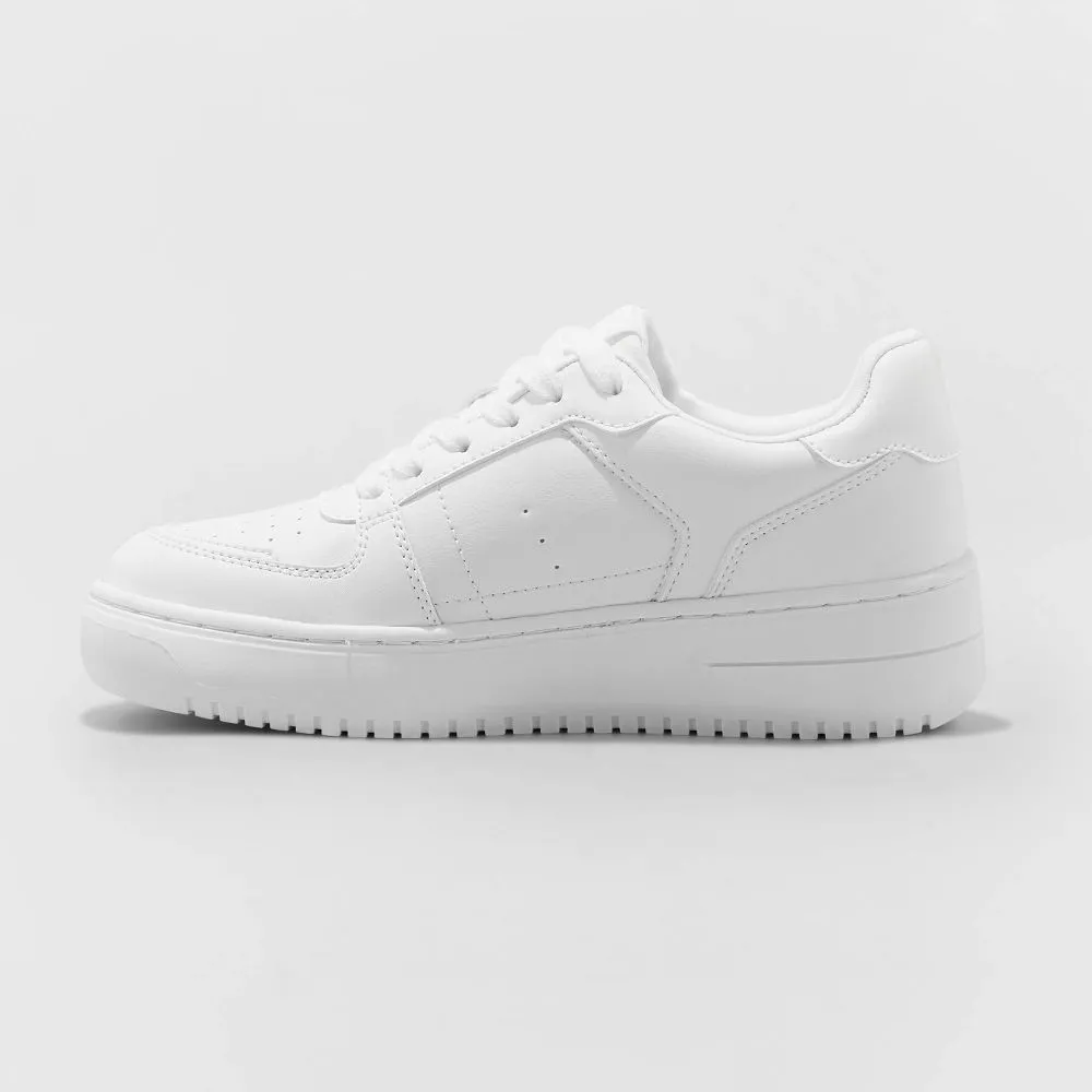 New - Wild Fable Women's Low-Top Casual Lace-Up Faux Leather Sneakers