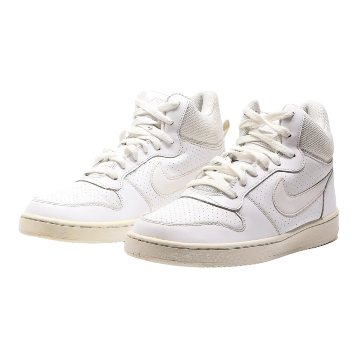 NIKE Court Borough Mid High Top Trainers White Leather Mens UK 7.5