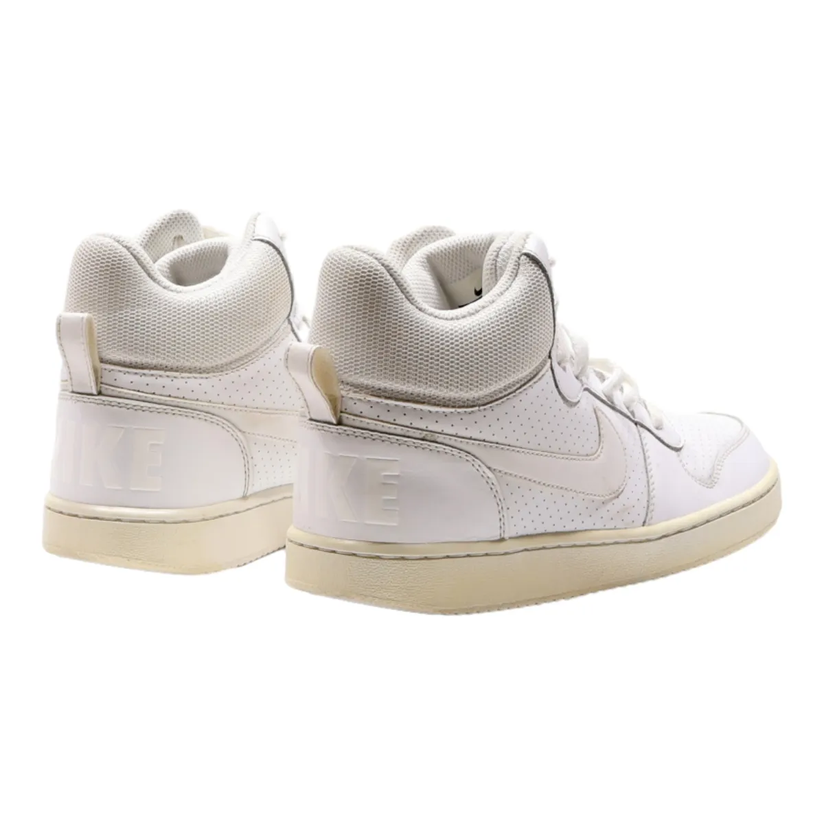 NIKE Court Borough Mid High Top Trainers White Leather Mens UK 7.5