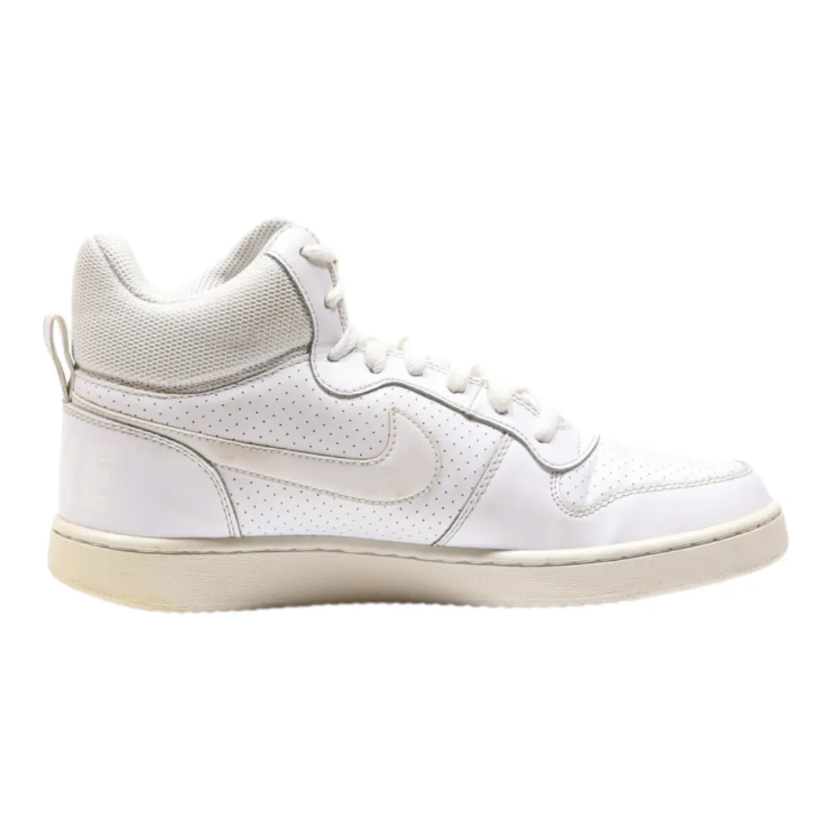 NIKE Court Borough Mid High Top Trainers White Leather Mens UK 7.5