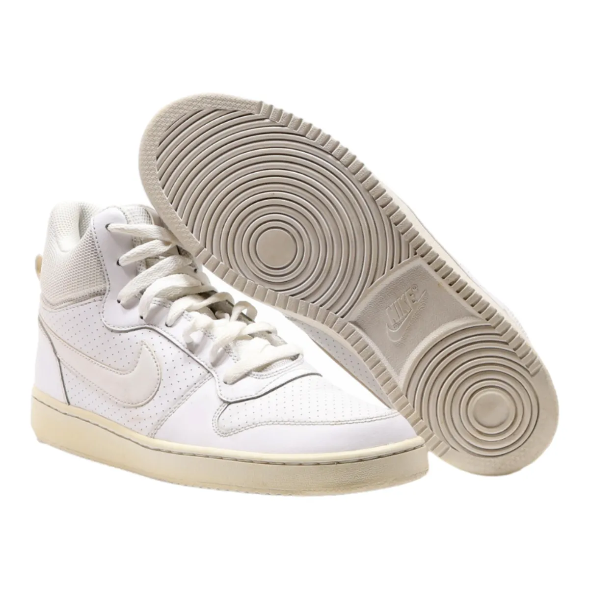 NIKE Court Borough Mid High Top Trainers White Leather Mens UK 7.5
