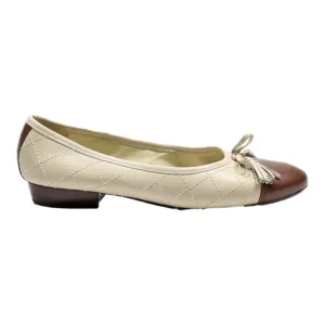 OLIVER GRANT Ballet Shoes Beige Leather Womens UK 4