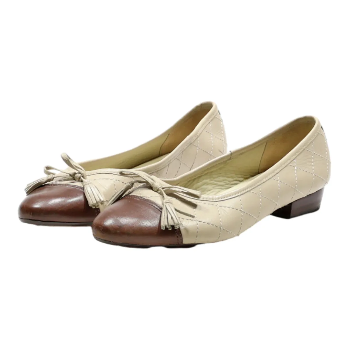 OLIVER GRANT Ballet Shoes Beige Leather Womens UK 4