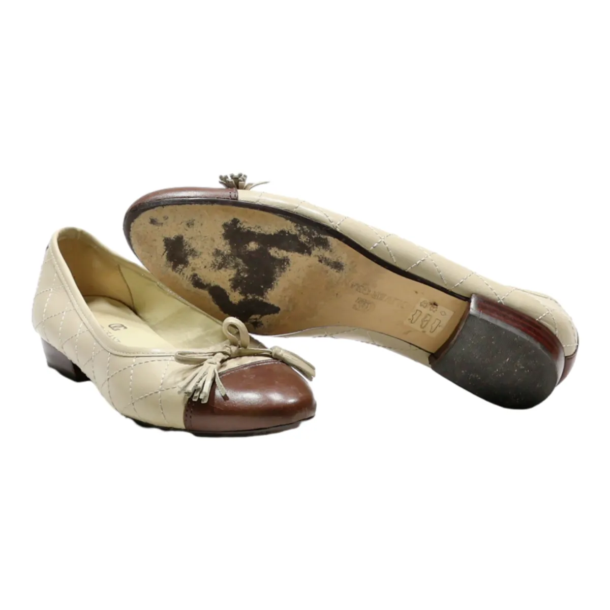 OLIVER GRANT Ballet Shoes Beige Leather Womens UK 4