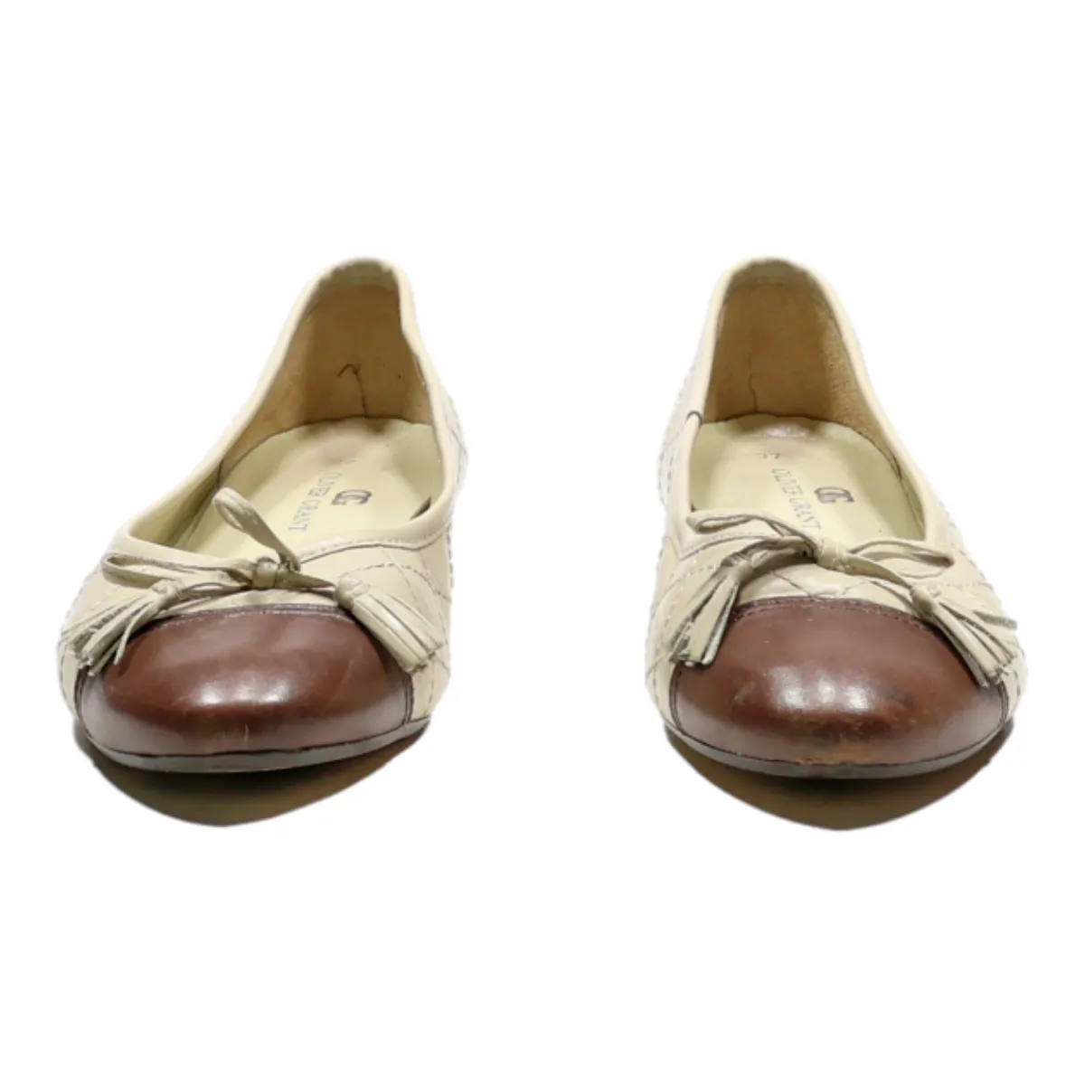 OLIVER GRANT Ballet Shoes Beige Leather Womens UK 4