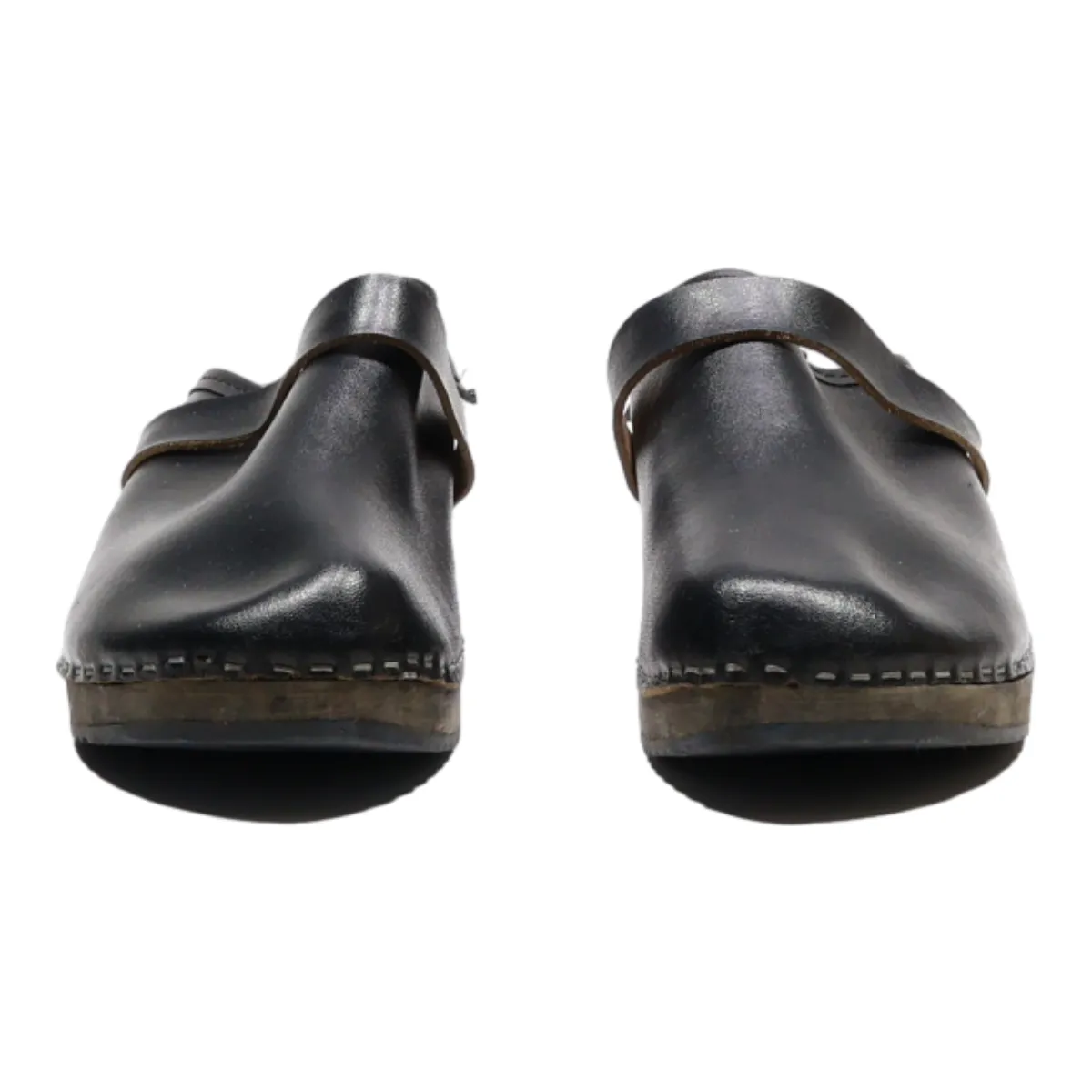ORIGINAL SWEDEN Clog Shoes Black Leather Mens UK 9.5