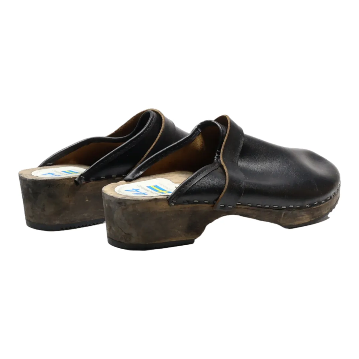 ORIGINAL SWEDEN Clog Shoes Black Leather Mens UK 9.5