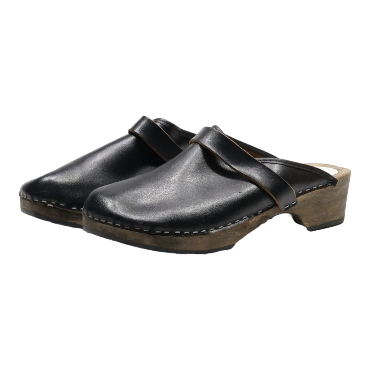 ORIGINAL SWEDEN Clog Shoes Black Leather Mens UK 9.5