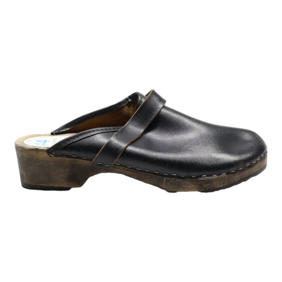 ORIGINAL SWEDEN Clog Shoes Black Leather Mens UK 9.5