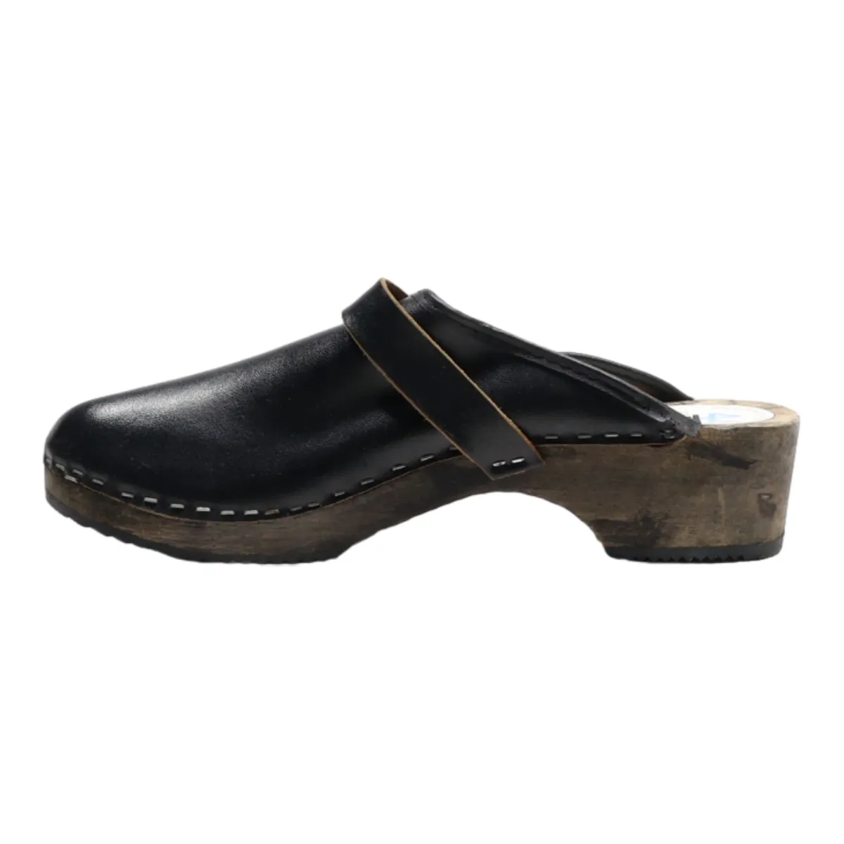 ORIGINAL SWEDEN Clog Shoes Black Leather Mens UK 9.5