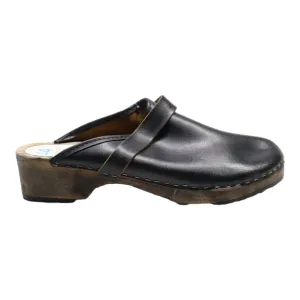 ORIGINAL SWEDEN Clog Shoes Black Leather Mens UK 9.5