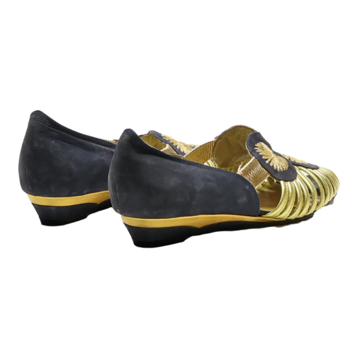 PARK AVENUE Peep Toe Heels Gold Leather Womens UK 5