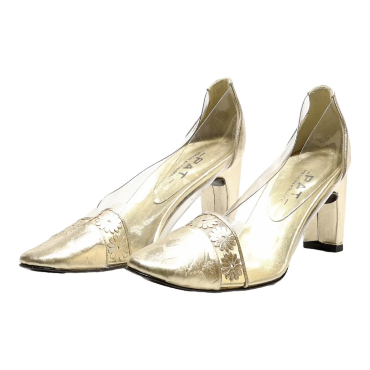 PAT Pump Heels Silver Leather Womens UK 6.5