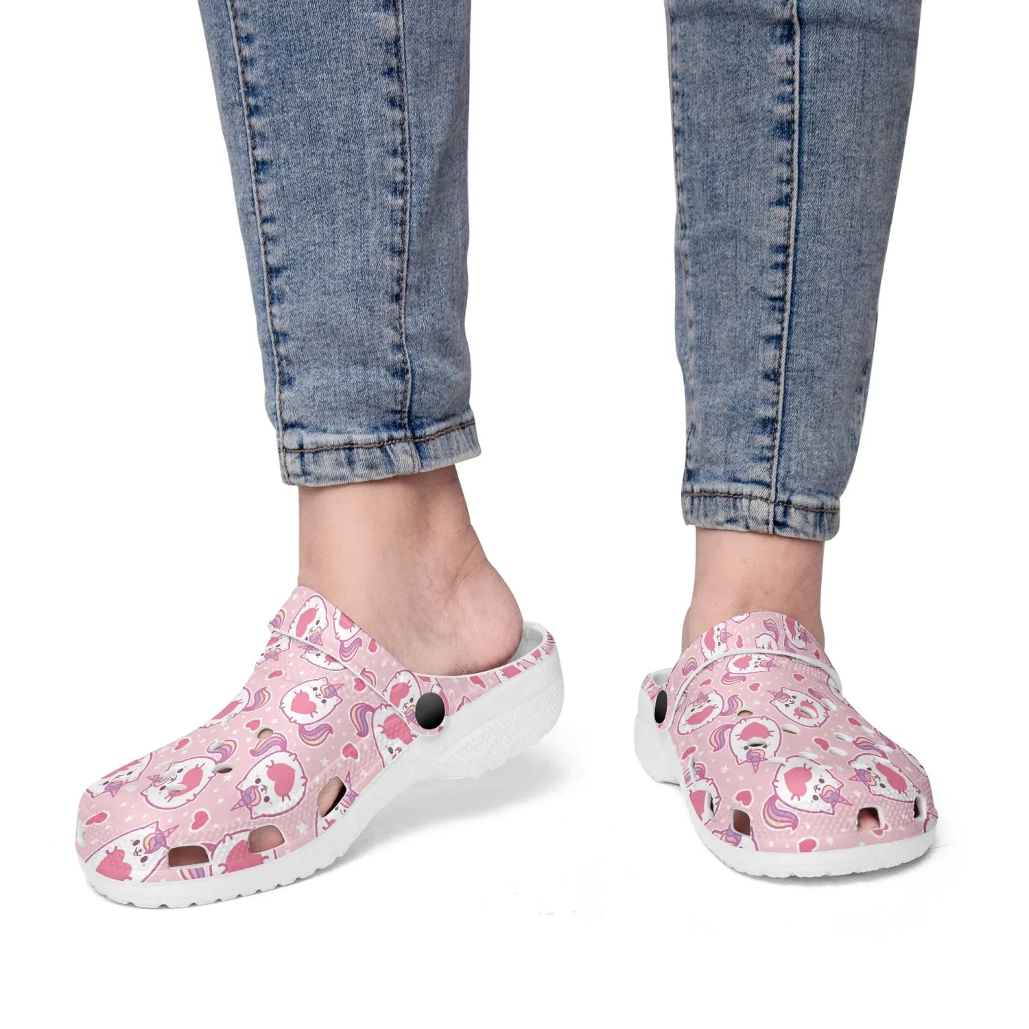 Pink Catercorns. All Over Printed Clogs