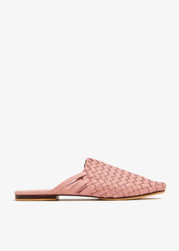 Pink Handwoven Lambskin Slippers