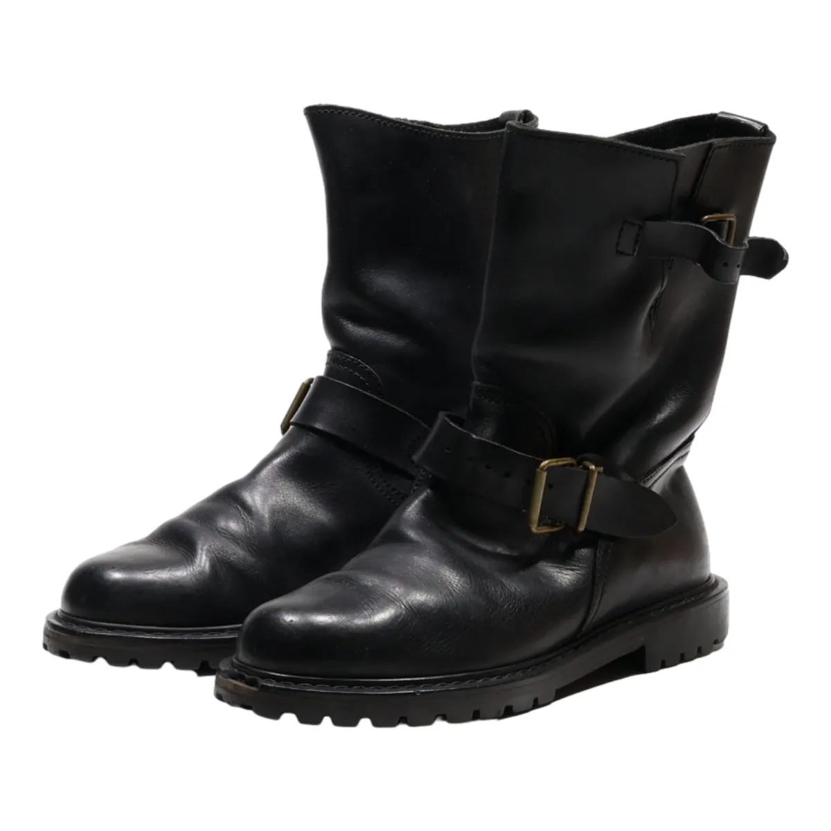 POLO RALPH LAUREN High Boots Black Leather Womens UK 5.5
