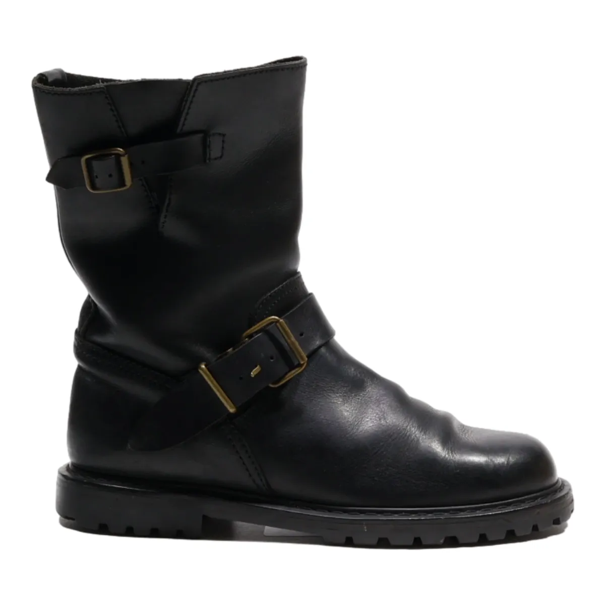 POLO RALPH LAUREN High Boots Black Leather Womens UK 5.5