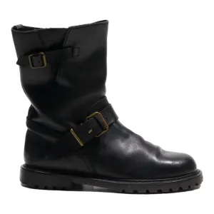 POLO RALPH LAUREN High Boots Black Leather Womens UK 5.5