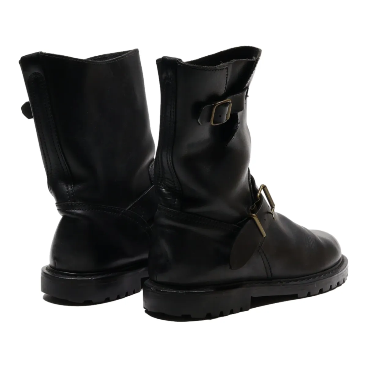 POLO RALPH LAUREN High Boots Black Leather Womens UK 5.5