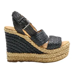 POLO RALPH LAUREN Wedge Heels Black Synthetic Womens UK 6.5