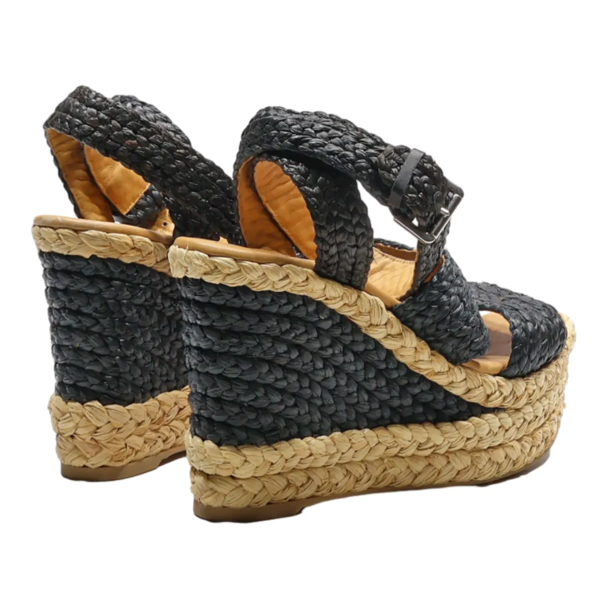 POLO RALPH LAUREN Wedge Heels Black Synthetic Womens UK 6.5