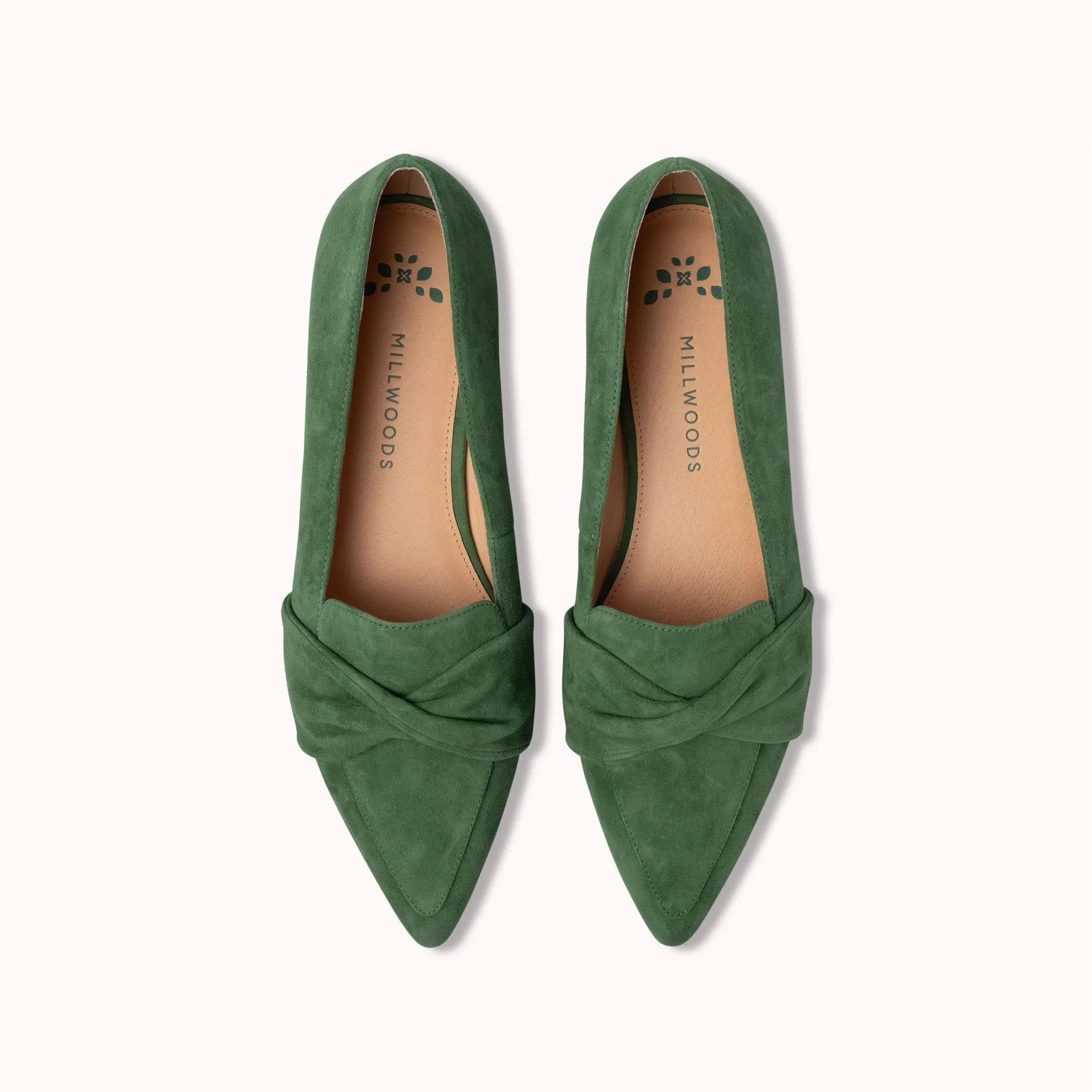 Poplar Pointed Flat - Green with Twist detail