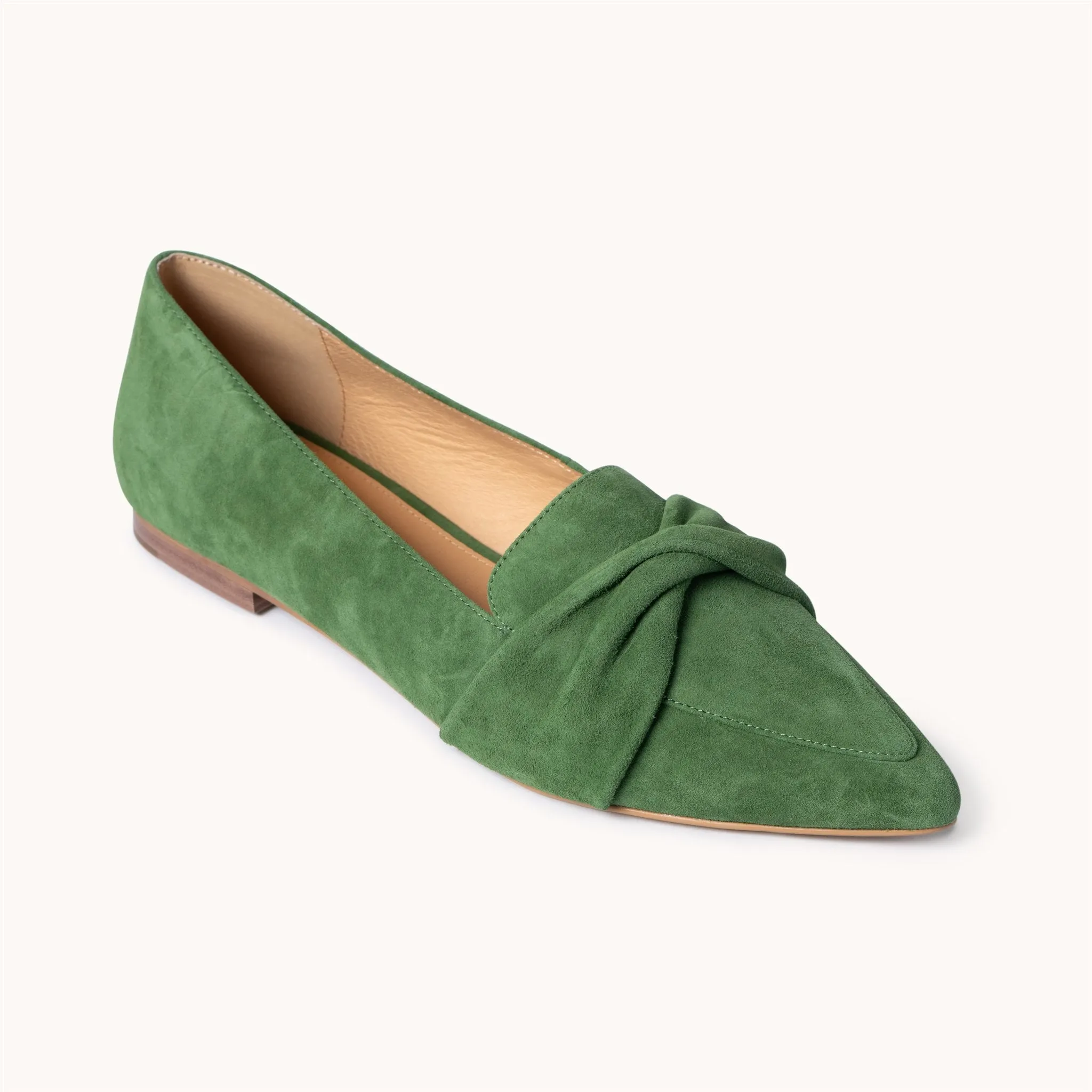 Poplar Pointed Flat - Green with Twist detail