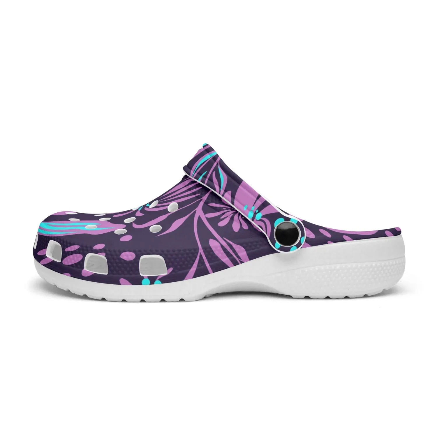 Purple Sea Floral All Over Printed Clogs
