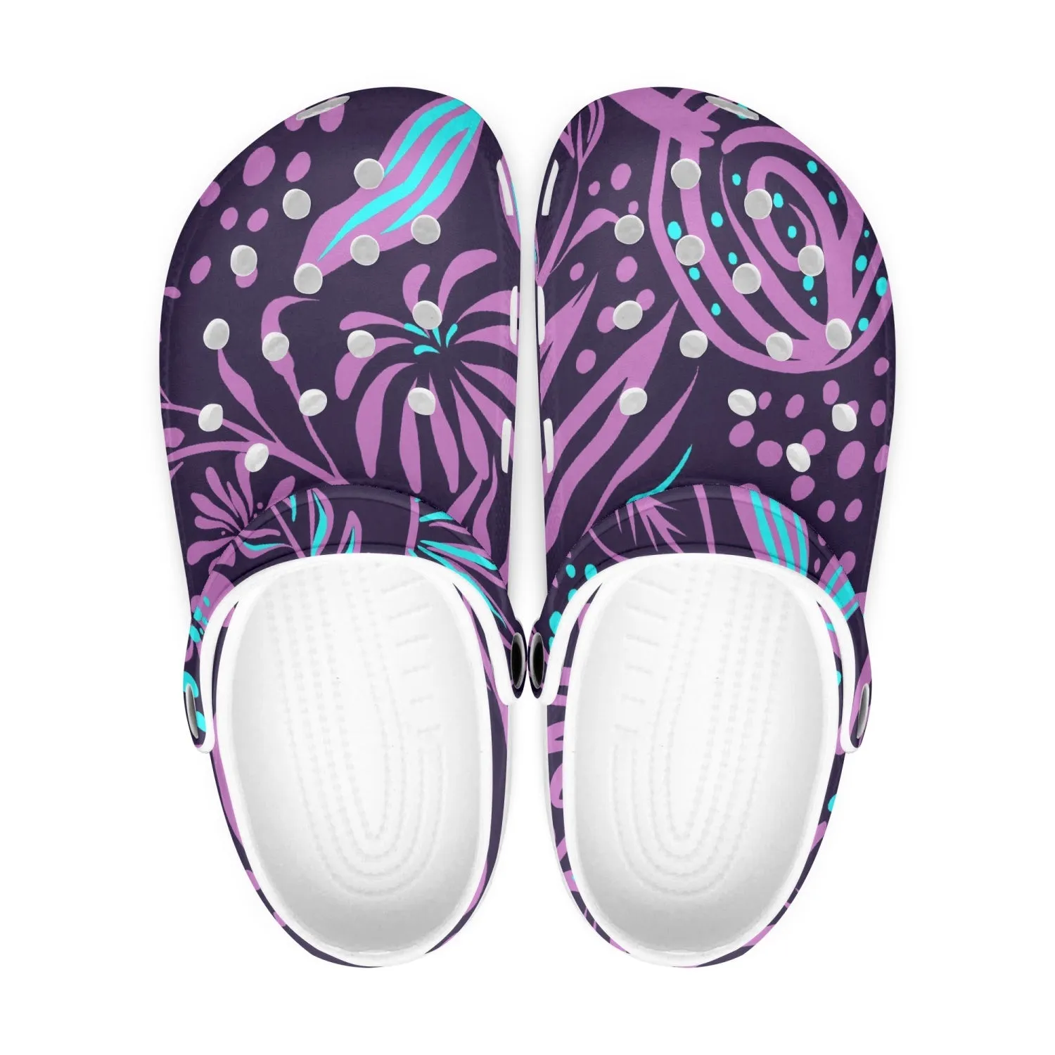 Purple Sea Floral All Over Printed Clogs