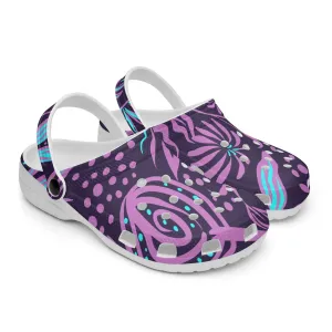 Purple Sea Floral All Over Printed Clogs