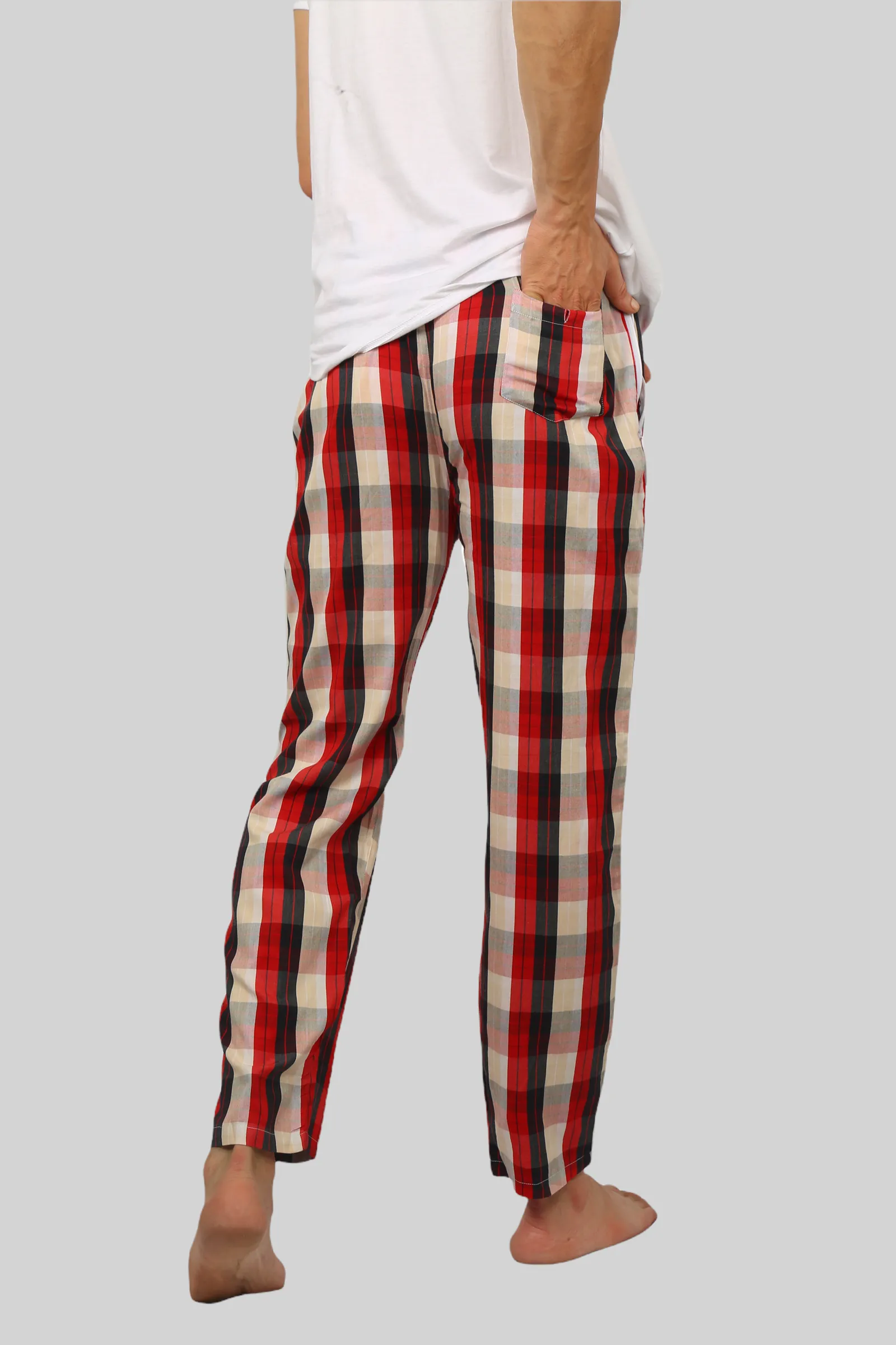 Red and Black Stripe soft and super comfortable checkered pajamas for men