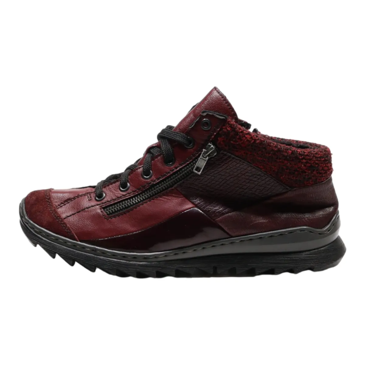 RIEKER Snow Boots Maroon Leather Mens UK 8