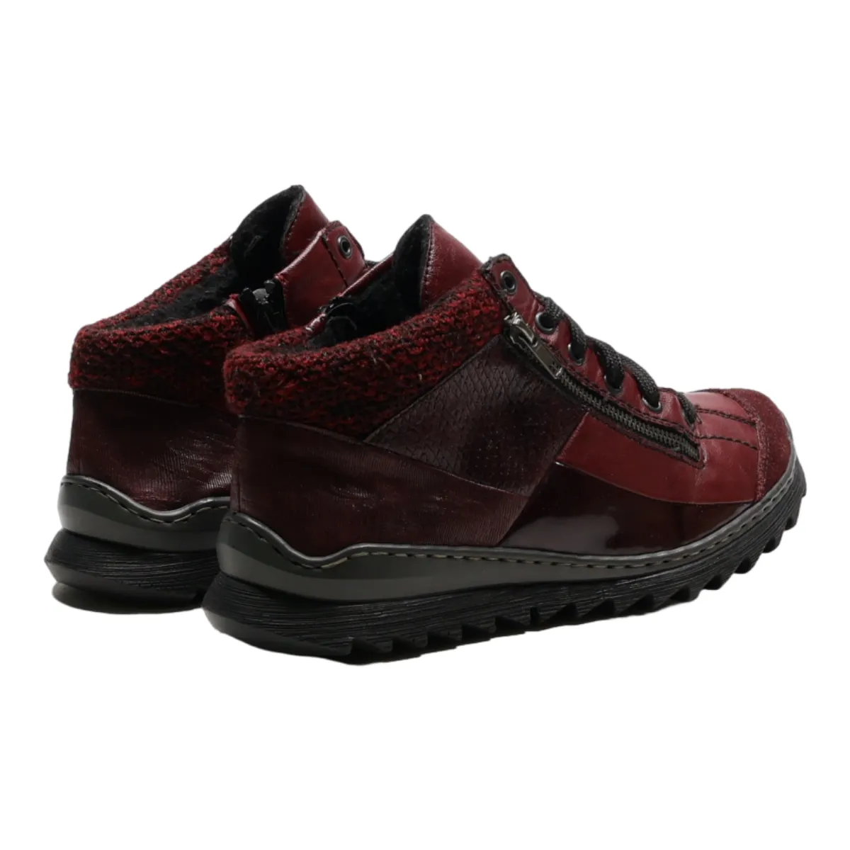 RIEKER Snow Boots Maroon Leather Mens UK 8