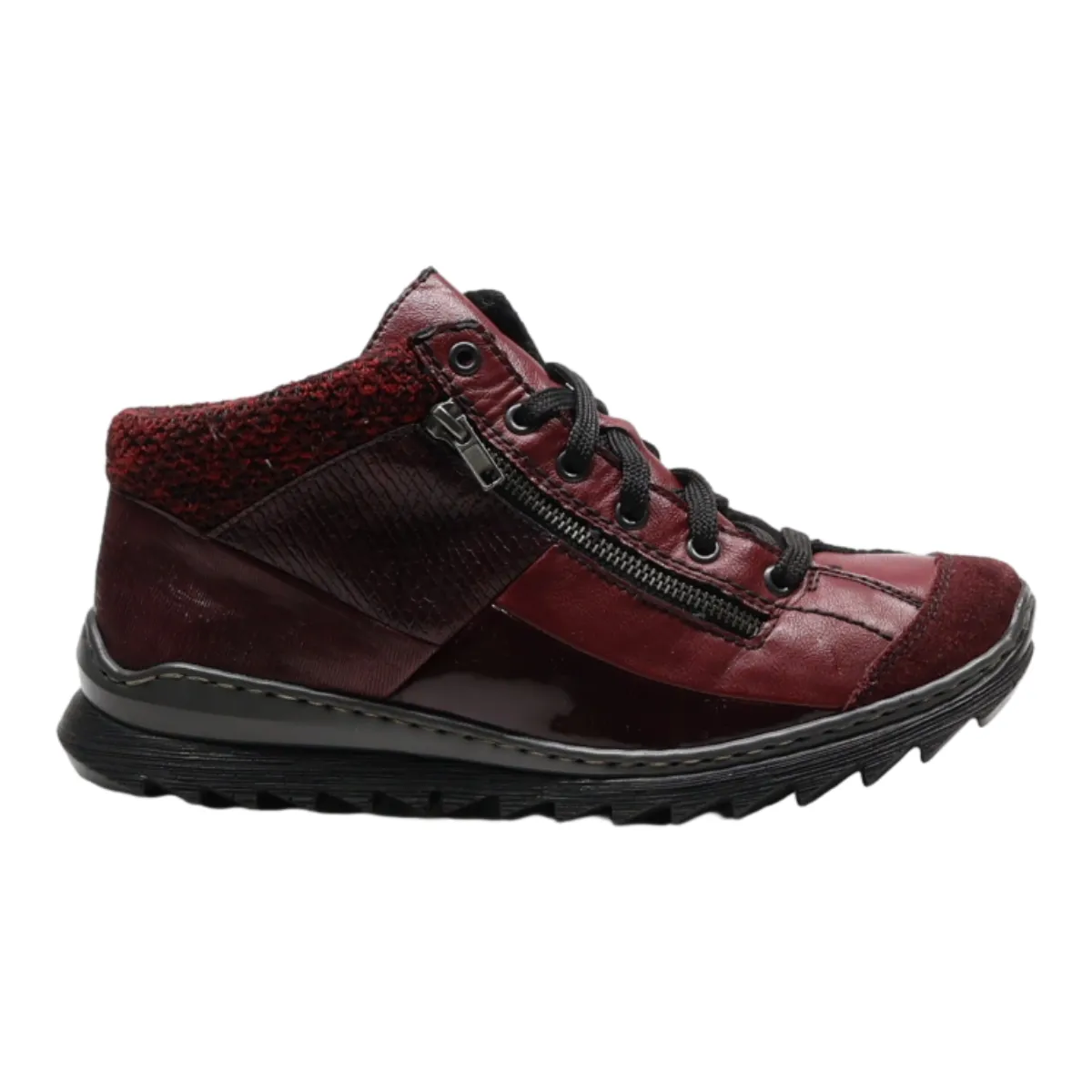 RIEKER Snow Boots Maroon Leather Mens UK 8