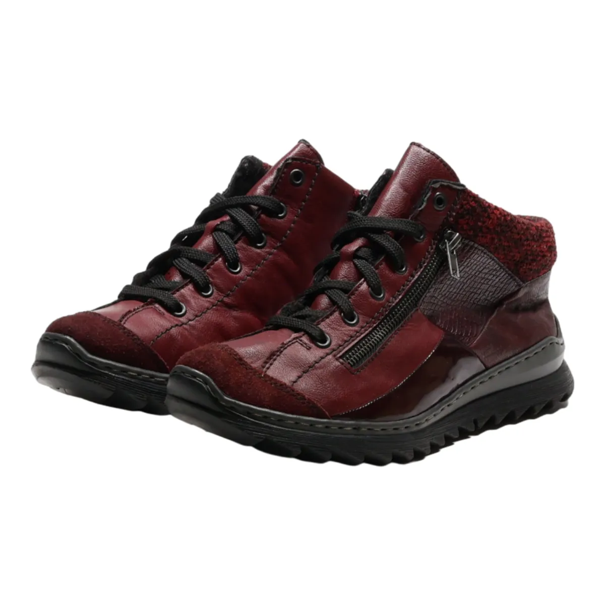 RIEKER Snow Boots Maroon Leather Mens UK 8