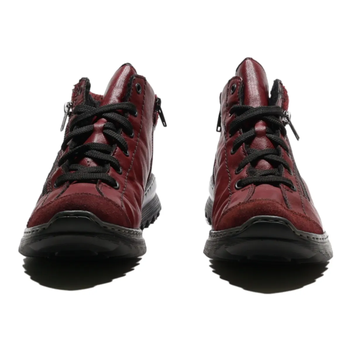 RIEKER Snow Boots Maroon Leather Mens UK 8