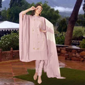 Scented Dream pastel pink embroidered kaftan set with dupatta